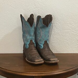 Ariat Brown Leather Cowboy Boots with Turquoise Shaft